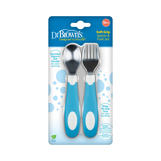Dr. Brown's Soft Grip Rounded Edges Spoon & Fork Set
