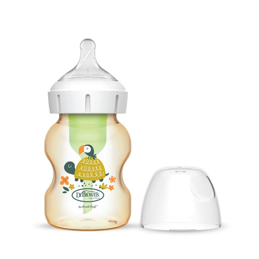 Dr. Brown's Options+ Anti-Colic Bottle w/ Breast-Like Nipple - Turtle Deco (L1 Nipple) - PPSU 5oz