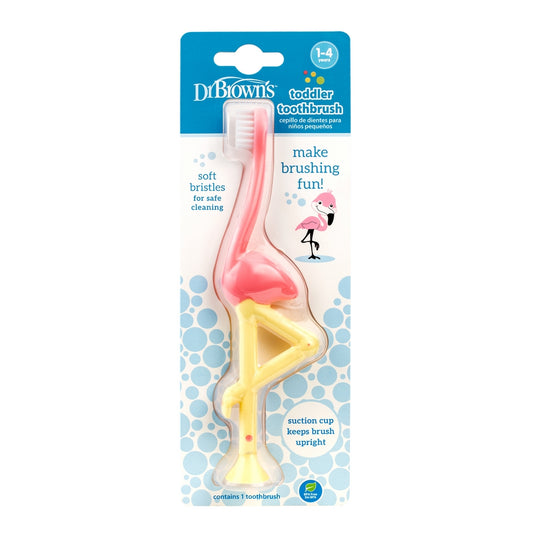 Dr. Brown's Soft Bristles Toothbrush with Suction - Flamingo