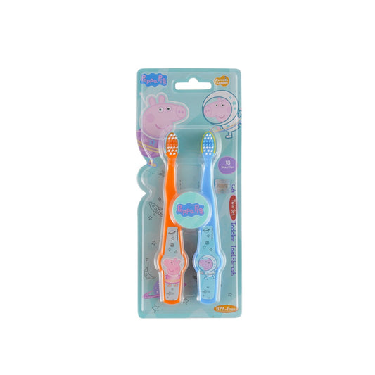 PEPPA PIG Soft Toddlers Toothbrush with Cover - Twin Set