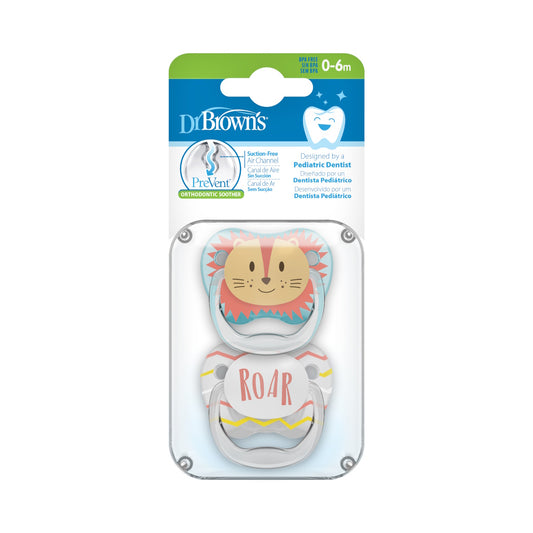 Dr. Brown's PreVent Orthodontic Soother 2s - Lion L1 0-6mth