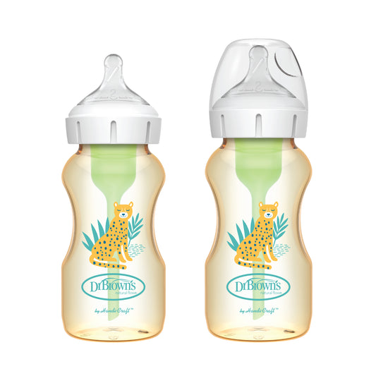 Dr. Brown's Options+ Anti-Colic Bottle - Cheetah Deco (L2 Nipples) - PPSU 9oz 2's